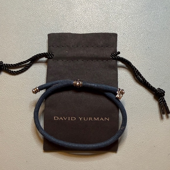 David Yurman Blue Cord Bracelet with Silver Accents - Picture 1 of 6